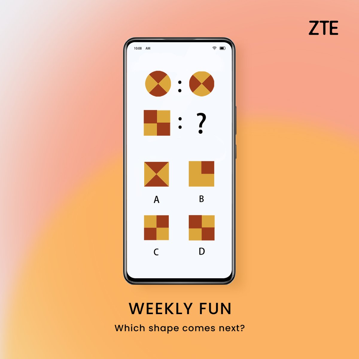 zteusa's tweet photo. Let's not stop the fun for 2022. 😄 Which shape should come next? Comment A, B, C or D in the comments below 👇 #Games #WeeklyFun https://t.co/GVsKv9x8gr