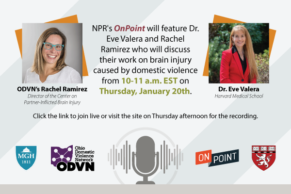 PinkConcussions's tweet photo. NOW... Coming up next on NPR's Onpoint... Domestic Violence and Brain Injury with @evevalera2 and @OhioDVN
 https://t.co/vrVKYrYMpD https://t.co/nbLaFFdSJV