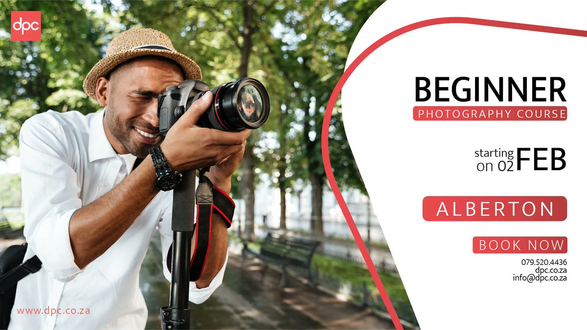 DPC_photography's tweet photo. Alberton Photography Course. Get off your camera’s automatic modes and learn to use the creative modes intelligently and purposefully. 

Starting on 02 February 2022
Follow the link for more info: https://t.co/Z0NQMe5Tny https://t.co/FHrTYPIQYp