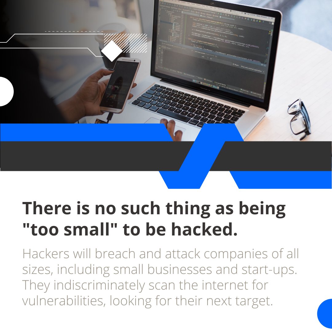 AlphaRidge's tweet photo. Don't underestimate hackers' interest in your company. There is no such thing as being "too small" to be hacked. If it's valuable to your business then it is worth protecting. 🕵️‍♀️🔒 

#SMB #SmallBusiness #CyberSecurity #Security #BDR #AlphaRidge https://t.co/sHaKRSKhu3