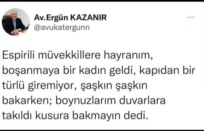 Bu ben :) Gerçi ben boşandıktan sonra barışma evresinde aldatıldığımı öğrendim ama hiç bir farkındalık geç değildir 😅 <a href="/avukatergunn/">Av.Ergün KAZANIR</a>