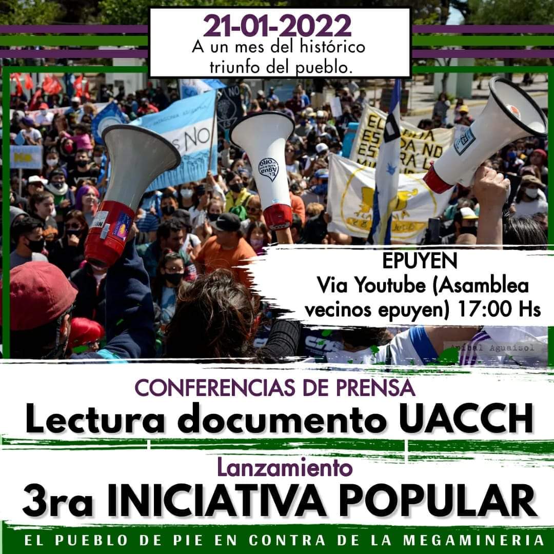 ZonaSurNoti's tweet photo. La Unión de Asambleas de Chubut convoca a les habitantes de la provincia a participar de la tercera Iniciativa Popular destinada a rechazar la actividad minera. 
Aquí algunas de las comunidades que ya anunciaron día y hora de la presentación 
#Chubut #NoEsNo #Noalamina https://t.co/YBHiMu9KGH