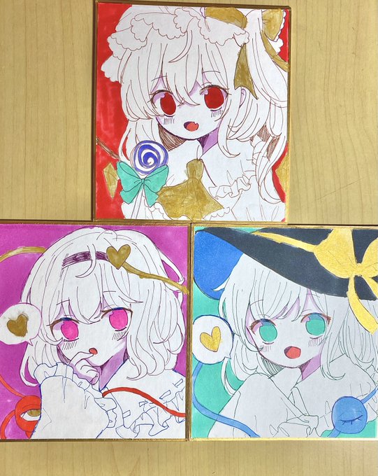 ホルベインの金色楽しすぎて3枚描いてしまった 
