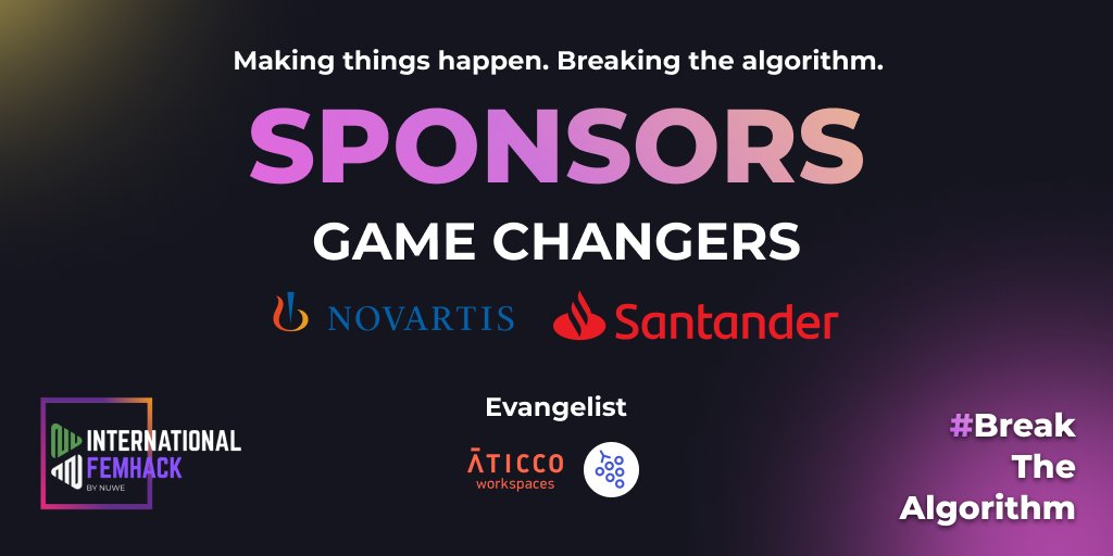 NuweIo's tweet photo. 👩🏻‍💻 #FemHack

These are our amazing International FemHack's sponsors!! 🔥

Thank you so much for trusting the project, and on top of that, for being actively implicated in tearing down the gender gap in the tech sector promoting female tech talent.

Break the algorithm 💥 https://t.co/11ecKMVYj8
