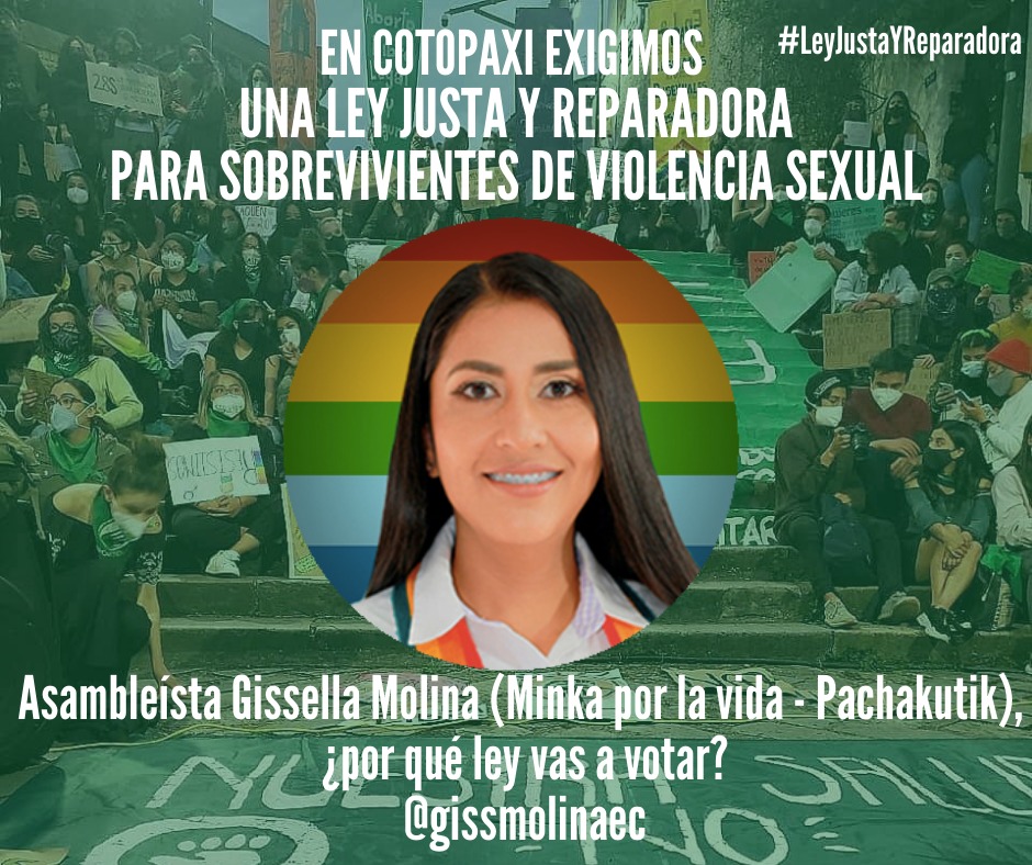 AllullasV's tweet photo. Desde las organizaciones feministas y a favor de los derechos de las mujeres, exigimos una #LeyJustaYReparadora sin plazos ni trabas. Los Asambleístas hoy tienen el deber de legislar por la dignidad de las víctimas de violación. 
En #Cotopaxi estamos vigilantes. https://t.co/h0MgAhabxZ