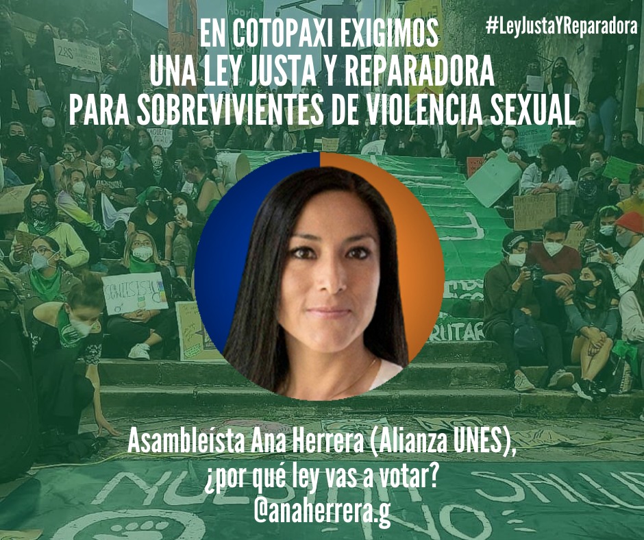 AllullasV's tweet photo. Desde las organizaciones feministas y a favor de los derechos de las mujeres, exigimos una #LeyJustaYReparadora sin plazos ni trabas. Los Asambleístas hoy tienen el deber de legislar por la dignidad de las víctimas de violación. 
En #Cotopaxi estamos vigilantes. https://t.co/h0MgAhabxZ