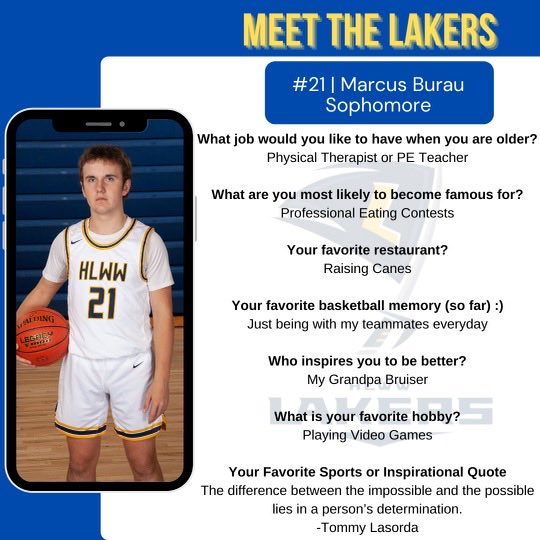 HLWWBoysHoops's tweet photo. Meet the lakers 2021-2022, Sophomore, #21-Marcus Burau! https://t.co/ITDEaPizgX