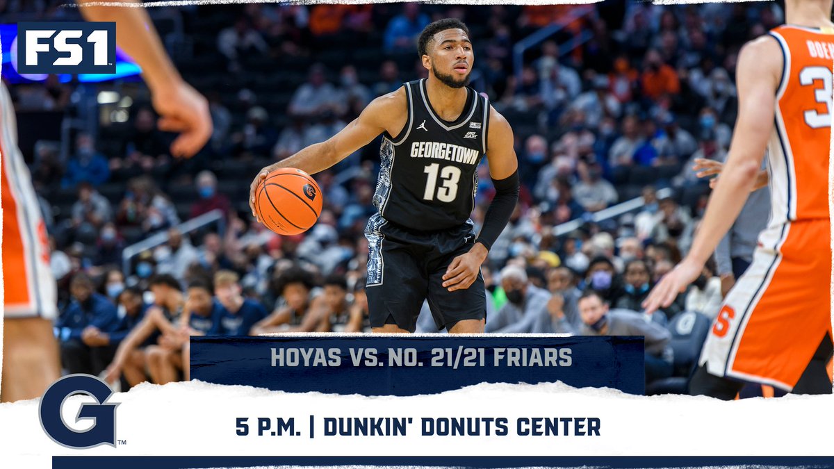 GeorgetownHoops's tweet photo. Gameday at the Dunk!

🆚 Providence 
🕰️ 5 p.m.
🏟 Dunkin' Donuts Center
📺 FS1
📻 The Team 980 / Sirius XM 381

#HOYASAXA https://t.co/9L3zSaZLDP