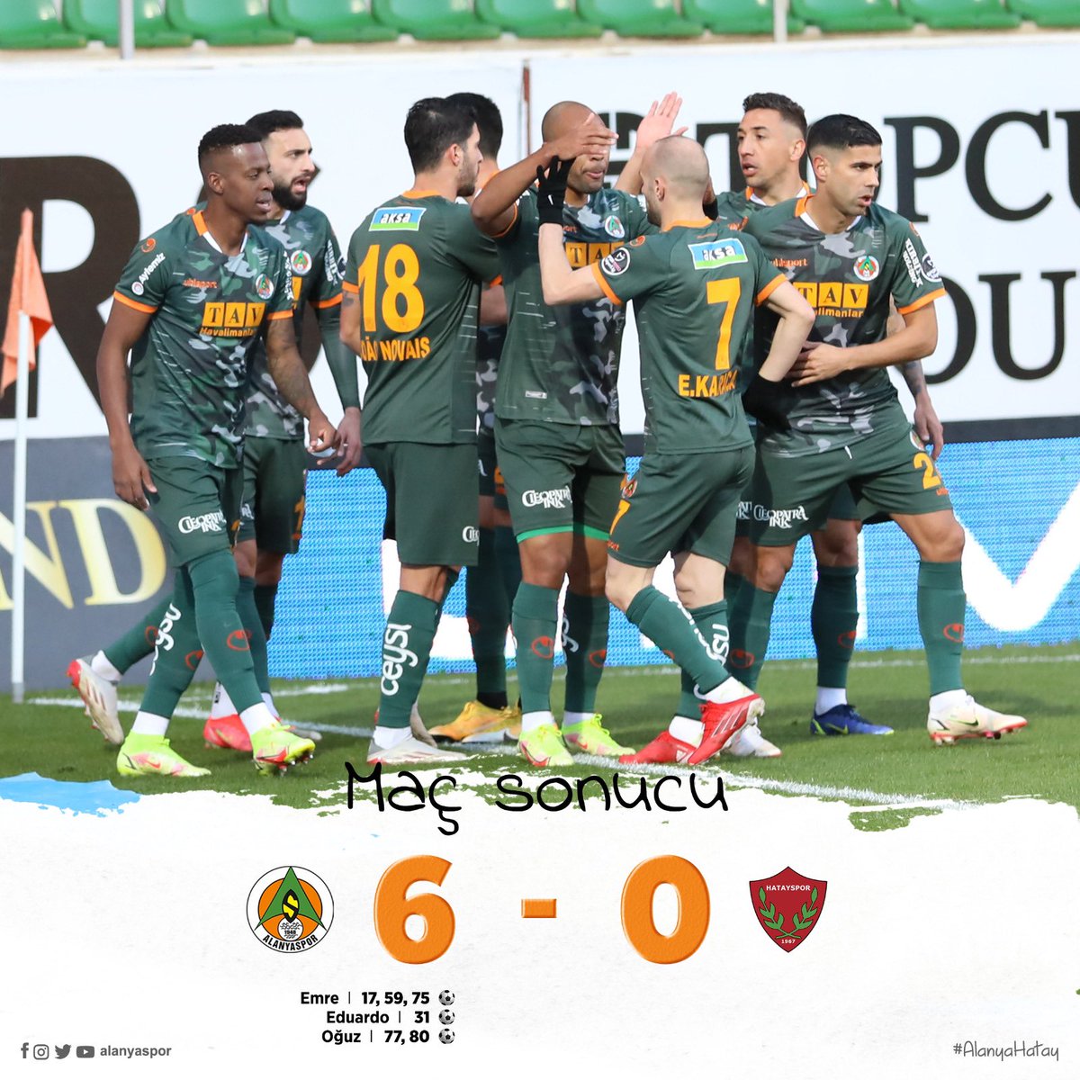 Alanyaspor's tweet photo. Aytemiz Alanyaspor’umuz - A. Hatayspor: 6-0 (Maç sonucu) https://t.co/IDVcQa1qYF