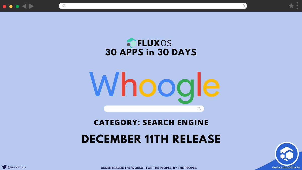 RunOnFlux's tweet photo. If you use @Google but want to keep that last shred of privacy, use #Whoogle, on #Flux! 

Get Google search results, but without any ads, javascript, AMP links, cookies, or IP address tracking.

https://t.co/3dONwSu5Rk

$FLUX #web3 #web30 #crypto #blockchain #cloud #defi #Dapps https://t.co/Gdbzt3kYQR