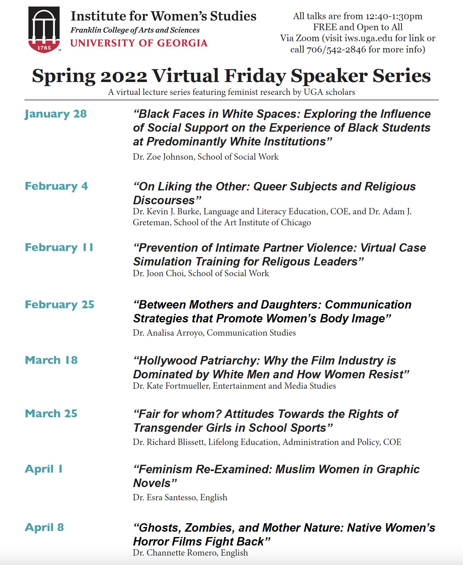 Uga Spring 2022 Calendar Uga Women's Studies (@Ugawmst) / Twitter