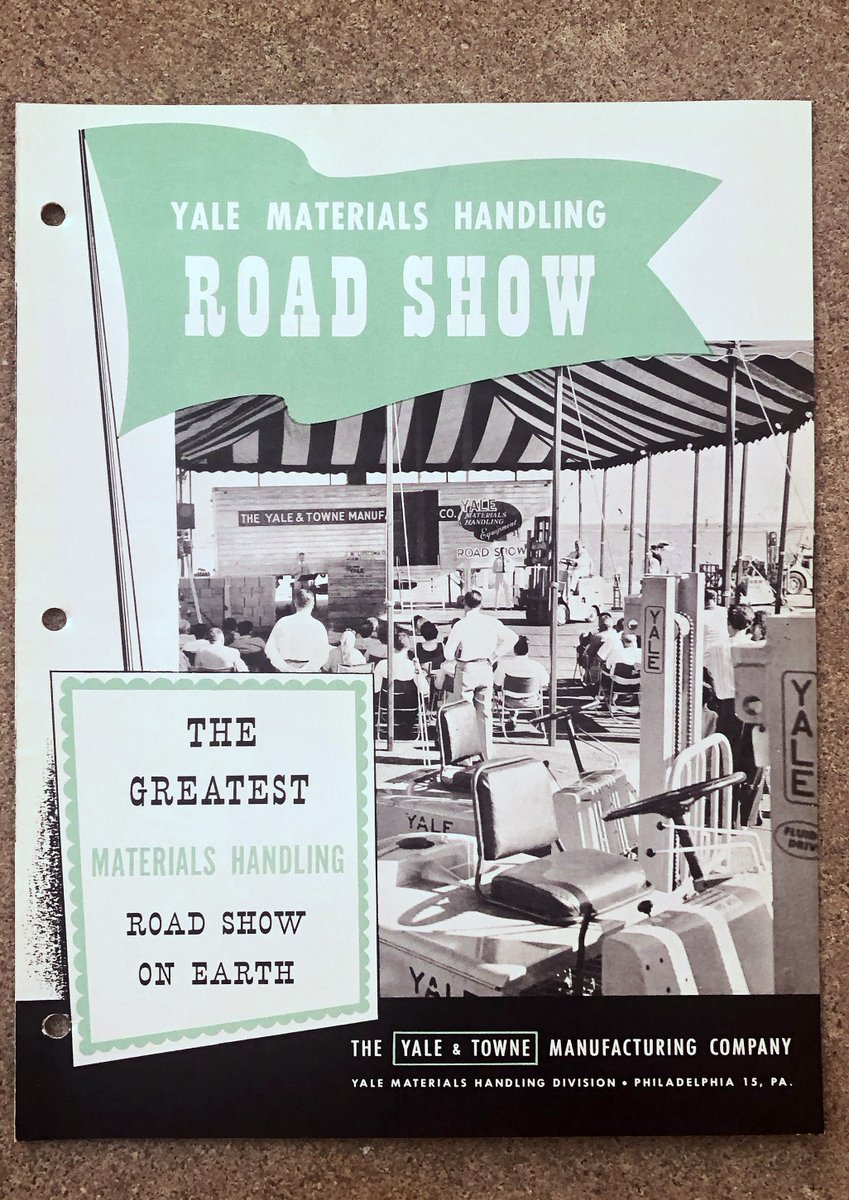 ELTCustomerSrvc's tweet photo. A 1950's #tbt The Yale Materials Handling Road Show, travelled 25K miles, to showcase the latest #forklifts, attachments &amp; hoists.

Industrial progress is built on making the best use of man's time. -Elmer Twyman, VP of Yale &amp; Towne. 

#EasternLiftThrowbackThursday #YaleForklift https://t.co/ILsv1YLXQR
