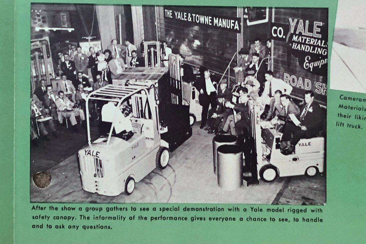 ELTCustomerSrvc's tweet photo. A 1950's #tbt The Yale Materials Handling Road Show, travelled 25K miles, to showcase the latest #forklifts, attachments &amp; hoists.

Industrial progress is built on making the best use of man's time. -Elmer Twyman, VP of Yale &amp; Towne. 

#EasternLiftThrowbackThursday #YaleForklift https://t.co/ILsv1YLXQR