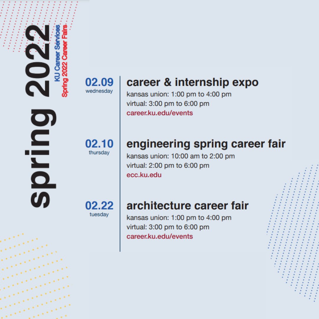 KUEngrCareers's tweet photo. Get ready and excited because career fairs are approaching!
#kuengineering #kuengineeringcareercenter #kucareerfair https://t.co/3CGYH7RhEw