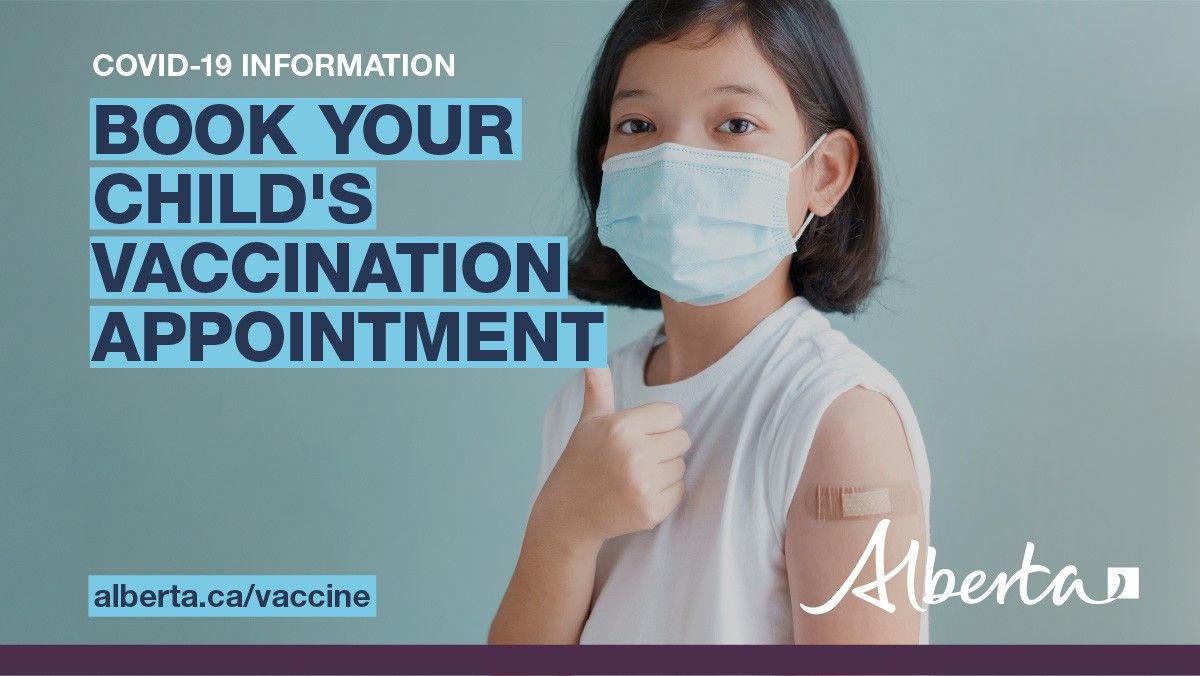 YourAlberta's tweet photo. Parents and guardians of children ages 5-11 can book their appointments for the #COVID19AB Pfizer vaccine:

▶️ Online at https://t.co/IN8oTFQamZ
▶️ By calling Health Link at 811

Learn more and find resources for parents at https://t.co/oIlD7z05XH https://t.co/igDcVbEBpm