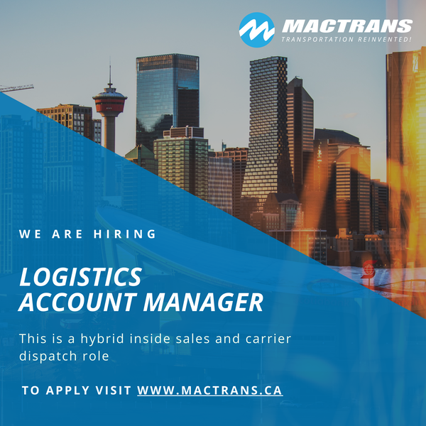 Mactrans Logistics is hiring a Logistics Account Manager for our new Calgary office. To learn more about this opportunity and to apply visit: indeedhi.re/3rAr2AP