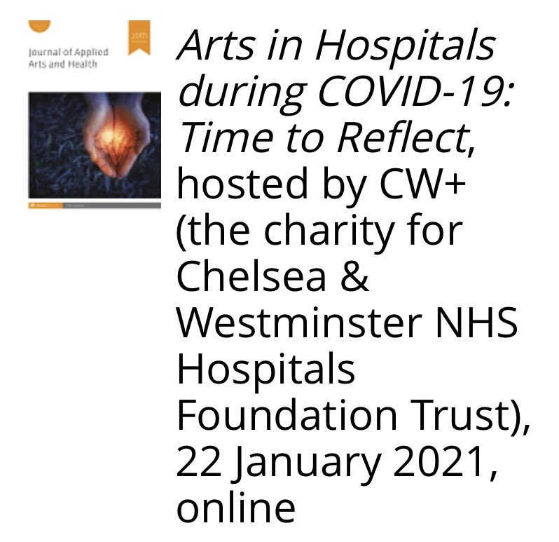 We're thrilled that <a href="/kcrgray/">Dr Karen Harman (Gray) 💙</a> review of our CW+ Conversations event from last year has been published in the Journal of Applied Arts &amp; Health. It is the second journal publication about the CW+ Arts Programme in recent months &amp; we're delighted - read here: bit.ly/cwconversation