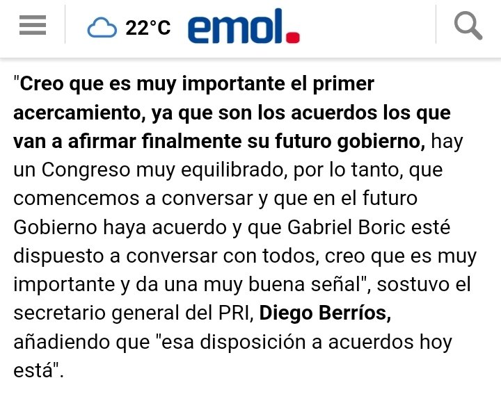 pridemocrata's tweet image. 📺 Importantes medios de comunicación destacaron las declaraciones de nuestro secretario general @diegoberrios tras la reunión de Chile Vamos con el Presidente electo 🎙📻💻📰