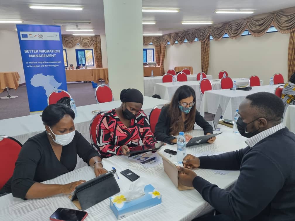 IOM_Uganda's tweet photo. IOM Uganda this week trained the National Trafficking in Persons Taskforce on using the  newly-revamped human trafficking database. The database remake was supported by the Better Migration Management programme, funded by @EUinUG &amp; @BMZ_Bund under #EUTrustFund. 
@UNinUganda https://t.co/E52OcbOPV7
