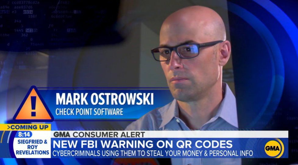 peteraCMO's tweet image. The FBI warns about #cybercriminals tampering with QR codes. Mark Ostrowski, Check Point Head of Engineering, US East, joins @GMA to demonstrate how hackers are using the codes to steal information: gma.abc/3qHg90W #cybersecurity