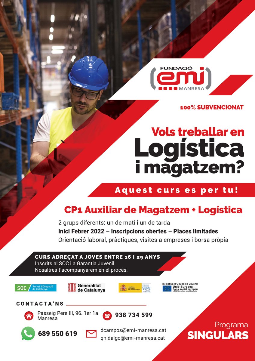 Curs totalment subencionat per a joves de 16 a 29 anys.