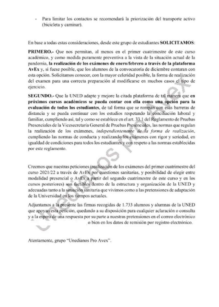 📣 Desde #UnedianosProAVEX solicitamos en diciembre <a href="/rmairal/">Ricardo Mairal Usón</a> el uso de #AVEX para la realización de exámenes, solicitud apoyada con la firma de miles de alumnos.

✖️ ALEGAR QUE NO SE HA SOLICITADO SU USO NO OS VA A SERVIR COMO EXCUSA, <a href="/UNED/">UNED</a>.

#LaUNEDNoSeAdaptaATi 
#VarianteUNED