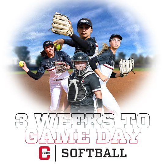 CSUNSoftball's tweet photo. Three Weeks?! THREE WEEKS?!

Who’s excited to see us take the field!? 

#TeamOneYou #StayHungry #CSUNSoftball https://t.co/ygtCwJ61Nx