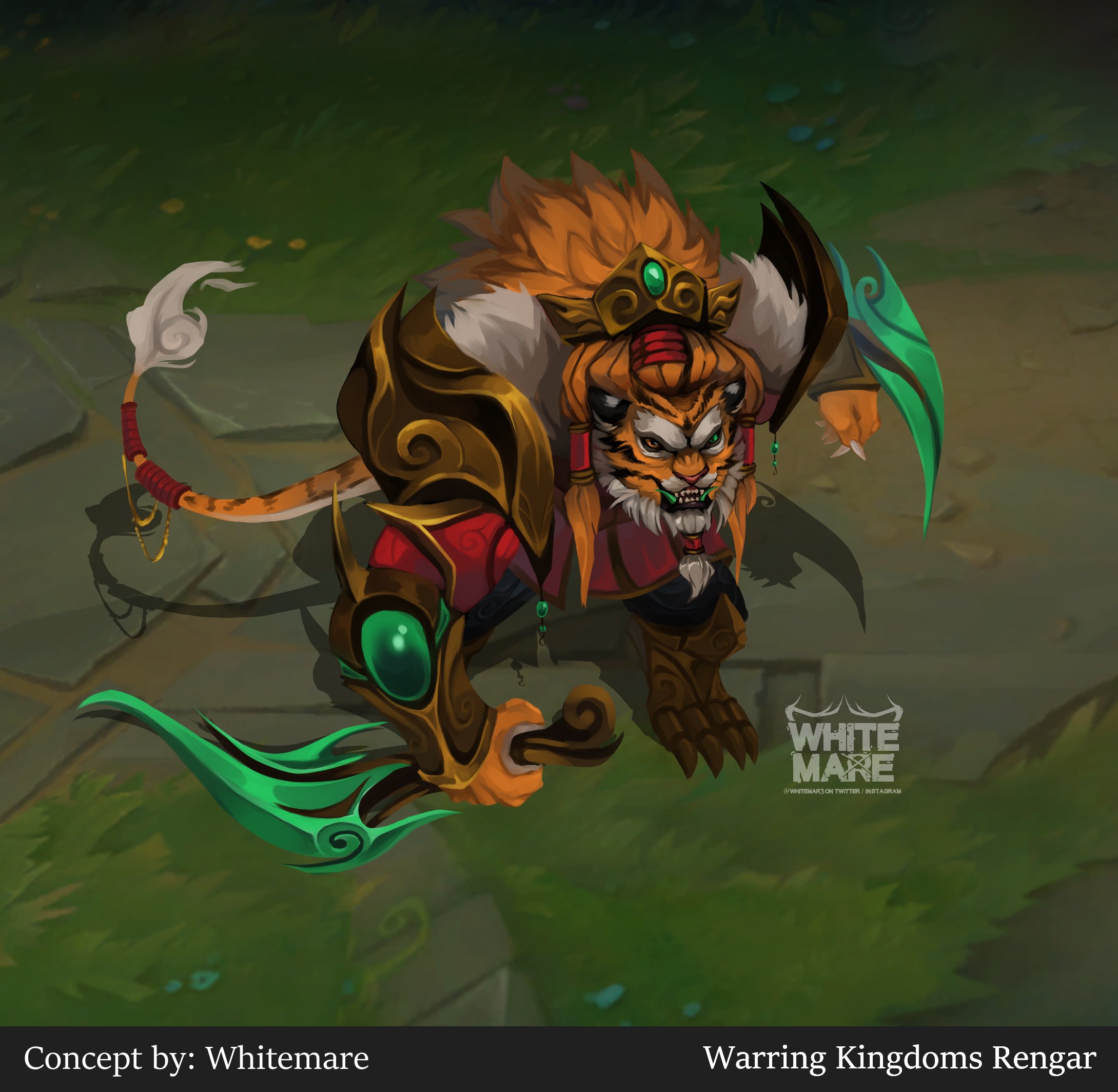 Whitemare (Looking for full-time) on Twitter: "🐯 Warring Kingdoms Rengar  (fan concept)🐯 Kind of sad Rengar didn\