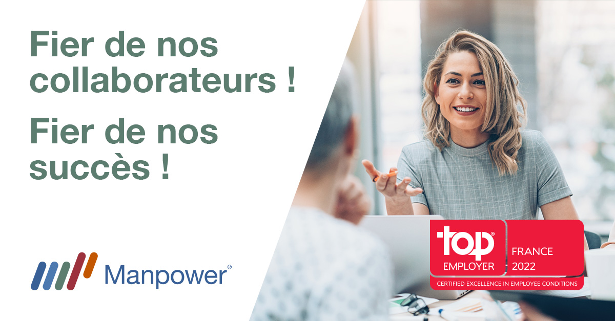 🏆 Inédit : Manpower se classe au palmarès des #TopEmployers2022

Nous sommes fiers d’obtenir cette certification <a href="/TopEmployers_F/">Top Employers France</a> qui récompense notre engagement RH en faveur de l'#emploi et l'employabilité durables, la gestion des talents, la diversité ou encore l’#inclusion 🤝