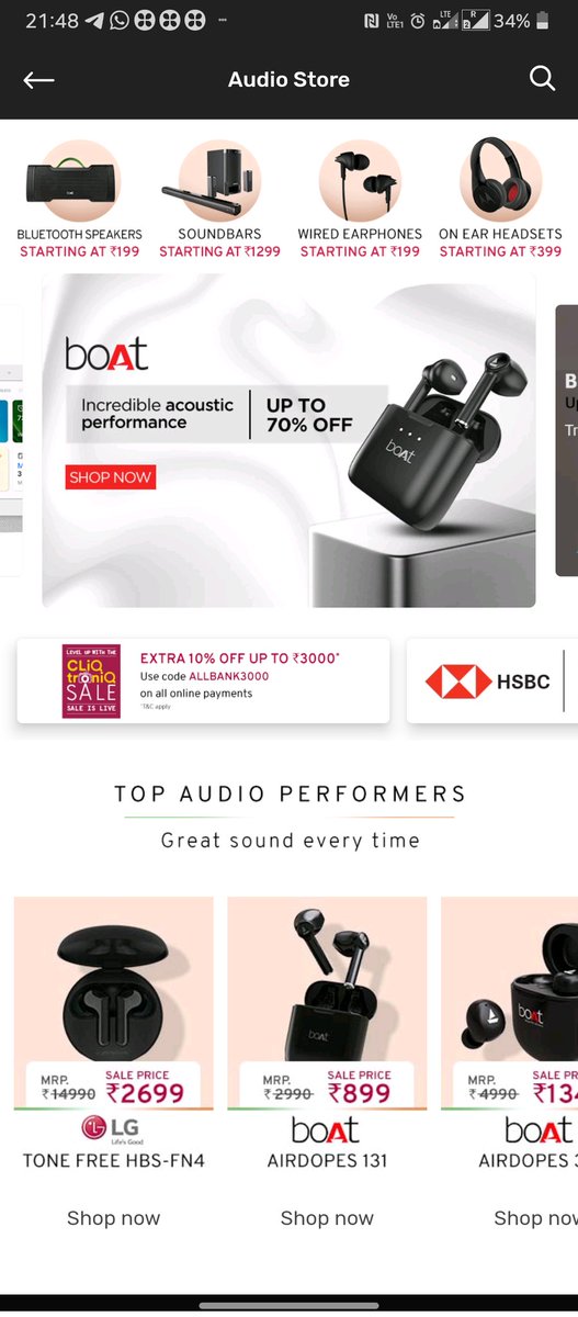 saikrishbcr047's tweet photo. @TataCLiQ @TataCLiQCare Dear Team, There is lot of difference in listing of prices. It is to cheat customers or what ? Pl. Revert.

LG tone free Hbs f4n price mentioned as 2699 and if we open it is changing to 4899 https://t.co/HhgKniTQEM