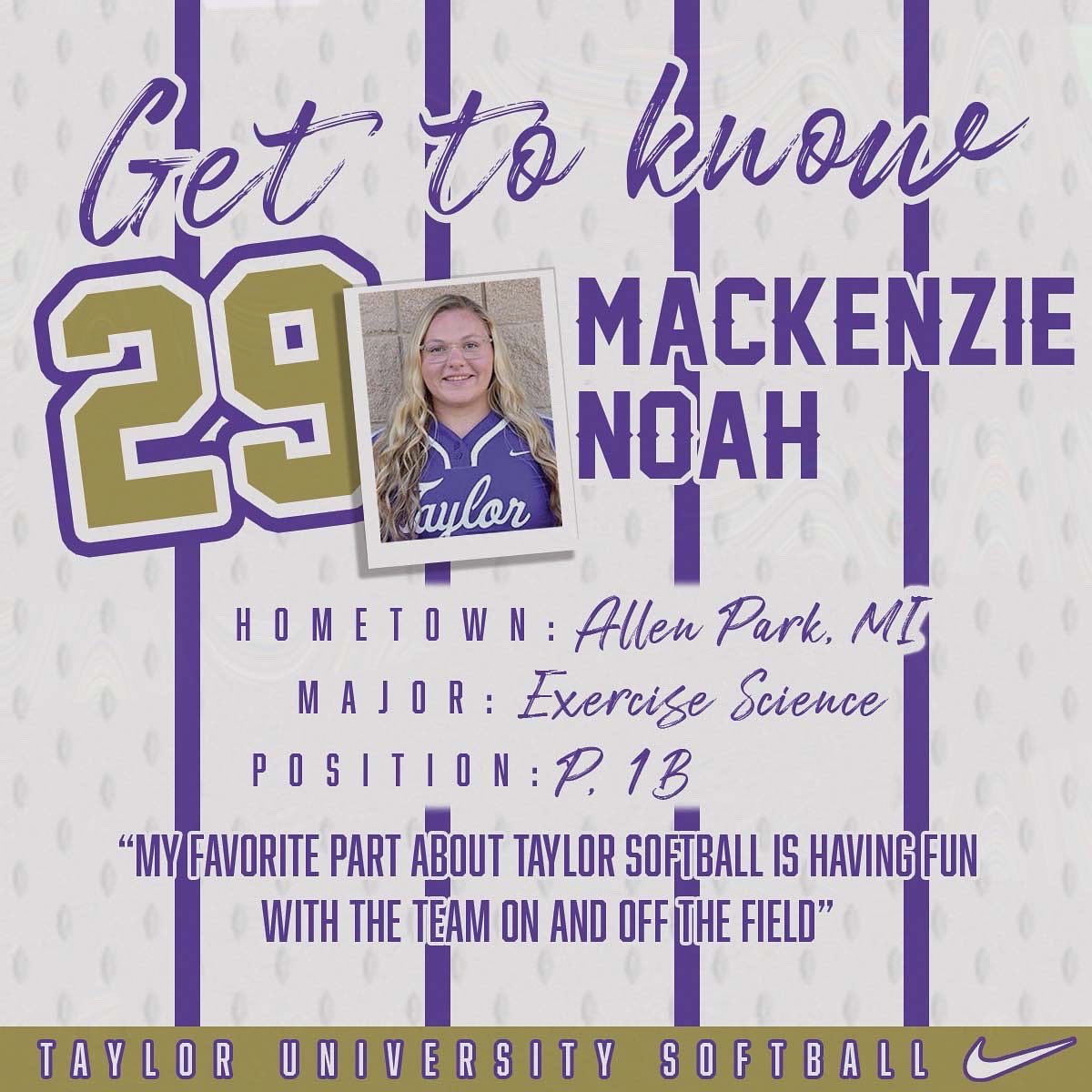 Down to 29 days until our season begins! Here’s one of our freshmen, Mackenzie Noah 💜💜💜