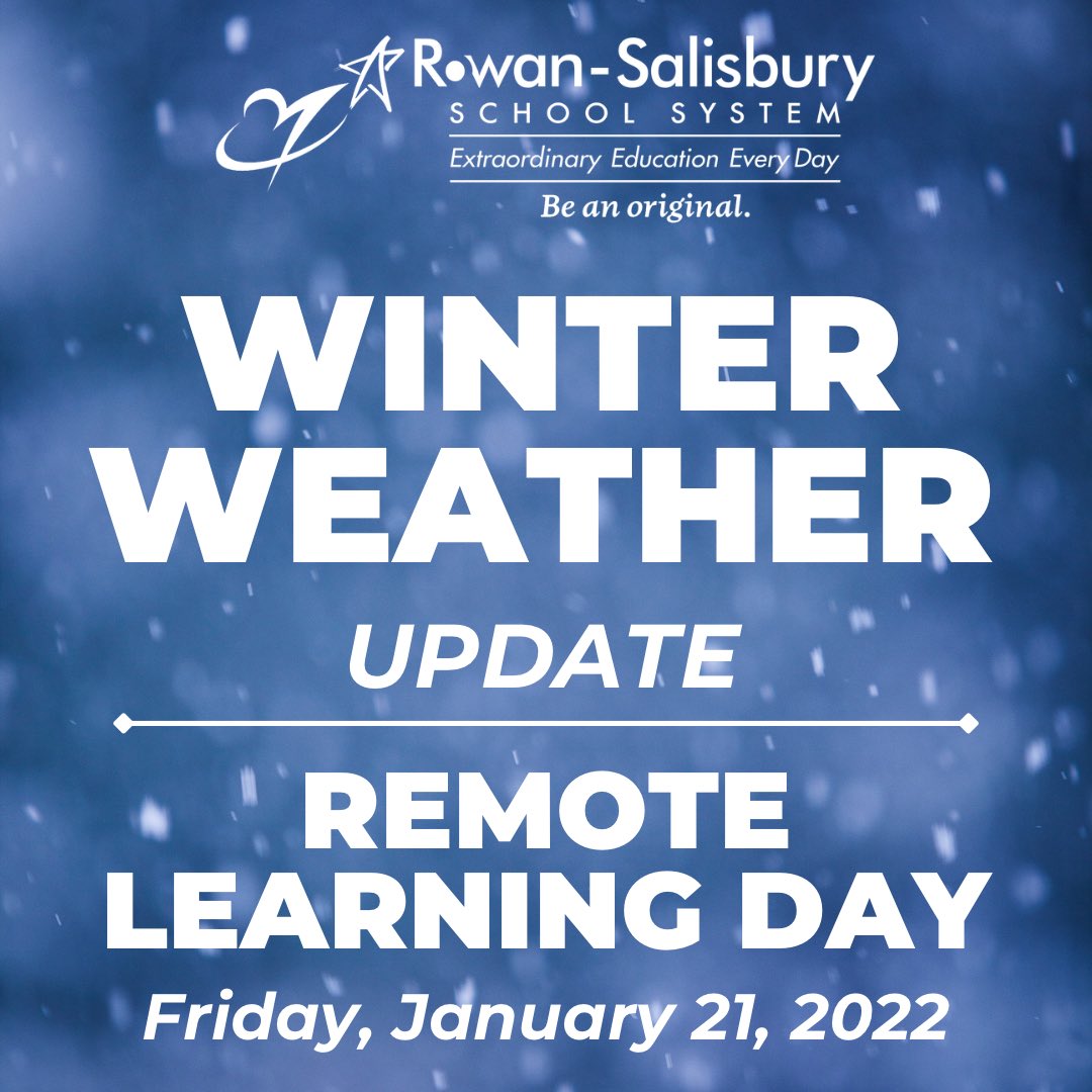 Due to the forecast for inclement weather, temperatures below freezing for much of the day tomorrow, and with the potential for hazardous road conditions across the county, RSS will have a remote learning day for students and staff on Friday, January 21, 2022.