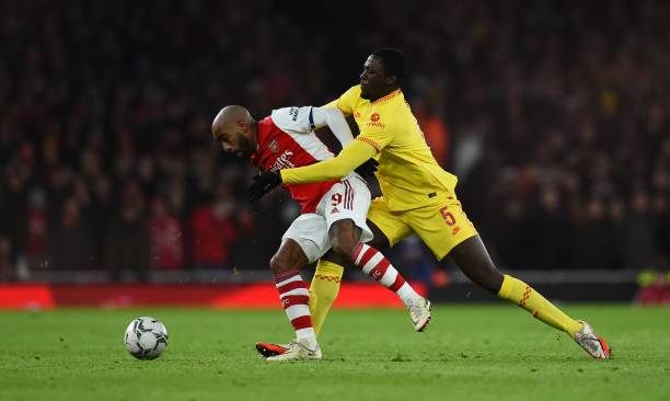 Ibrahima Konaté in action today against Arsenal 📸