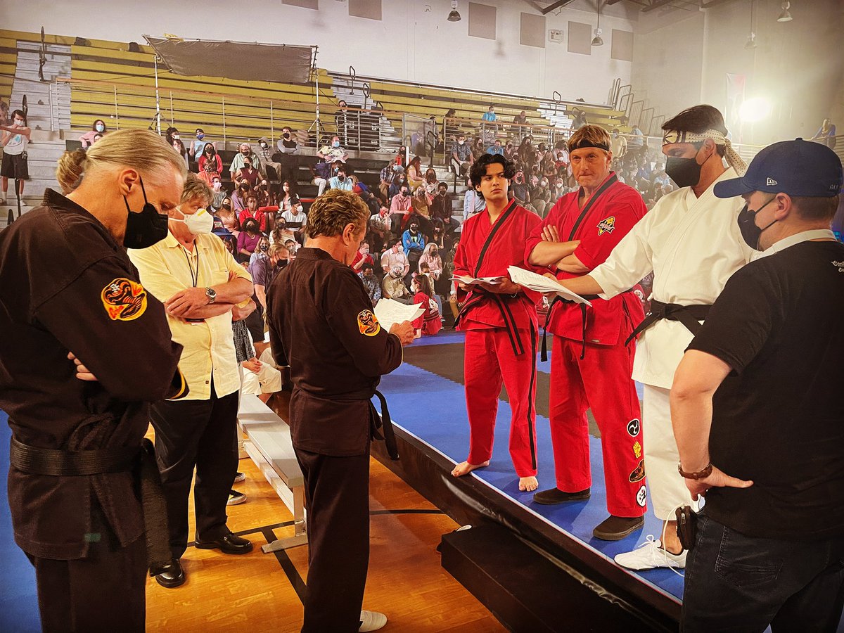 jonhurwitz's tweet photo. Rehearsal. #CobraKai #netflix #AllValley #behindthescenes https://t.co/epj1YKov3m