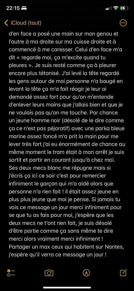 CandideSn's tweet image. Ce soir j’ai été agressée à Nantes, dans le tram sur la ligne 1 vers la beaujoire. j’espère retrouver la personne qui m’a aidé alors partage si tu habites à Nantes s’il te plaît ! #Nantes #TAN #ligne1