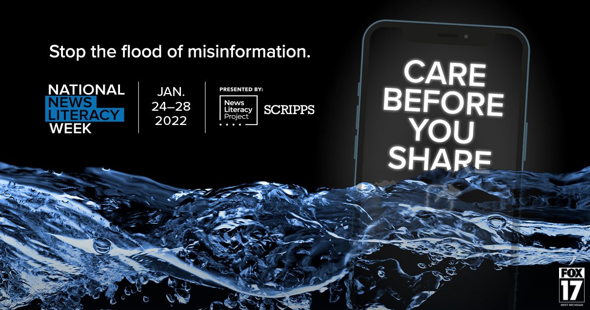 National #NewsLiteracyWeek is almost here! Join @ewscrippsco and@newslitproject Jan. 24-28 to learn how to stop the flood of #misinformation and stick to the facts in today’s complex information landscape. More info at newslitracyweek.org