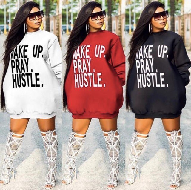 ShopCuteAF's tweet image. 'Wake. Pray. Hustle.' A mindset and a look. 

SHOP NOW at cutiebootymedia.com/dresses.