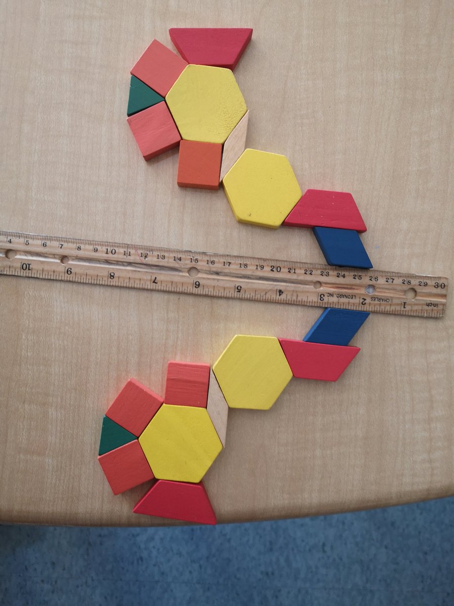 SchaefersCrew's tweet photo. 1 partner made 1 half of the design and the 2nd partner had to complete the design to make it symmetrical.  Success! 🤩📐💠

#symmetry #grade3math #patternblocks @BroadviewPS1 @OCDSB https://t.co/OfqMBhi4K1