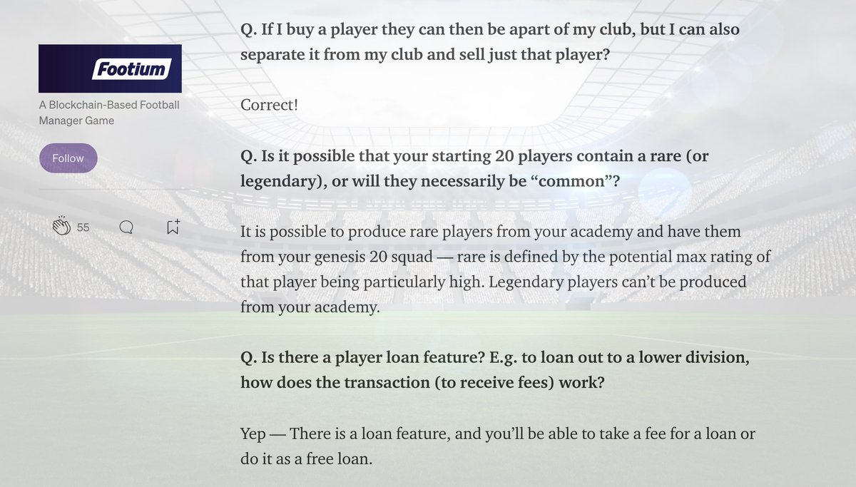 ⚽️ Catch up on the latest @Footium_Game AMA here: 
medium.com/footium/footiu…

#nftgaming #p2e #footium #footballmanager