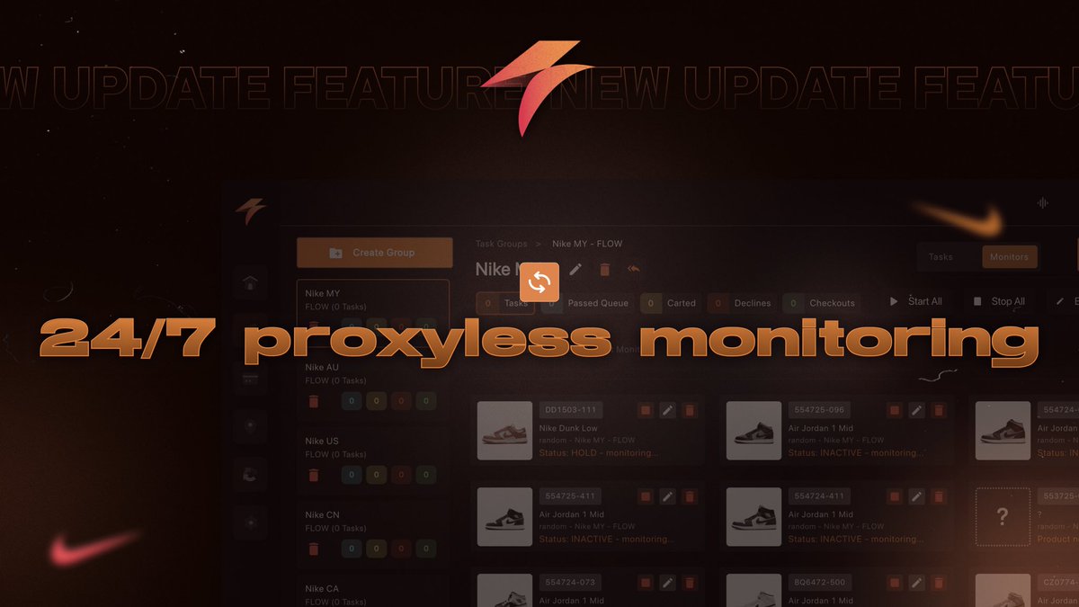 🚨 New Feature Alert 🚨

Storme users never have to worry about sleeping through a drop or missing a restock ever again with our new 24/7 proxyless monitoring feature!

Retweet and tag a friend for a chance at a monthly copy.  ⚡️