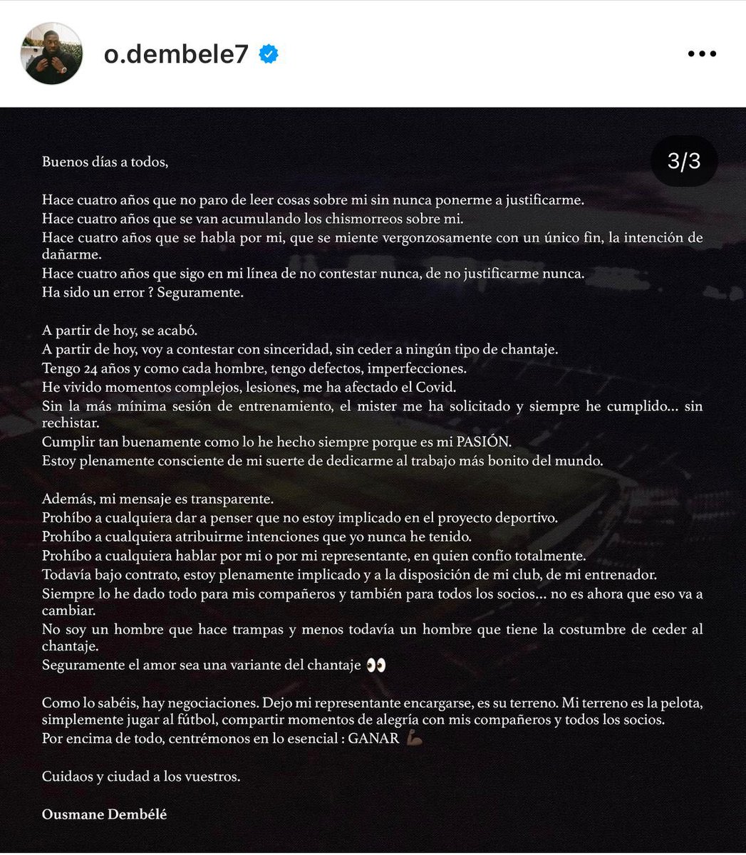 Xuanchaves's tweet photo. "Seguramente el amor sea una variante del chantaje" Ousmane Dembelรจ no es el poeta que nos merecemos pero es el que tenemos y hay que cuidarlo y mimarlo hasta que eclosione cual mariposa monarca. #FreeDembele https://t.co/BGZNCmNhgo