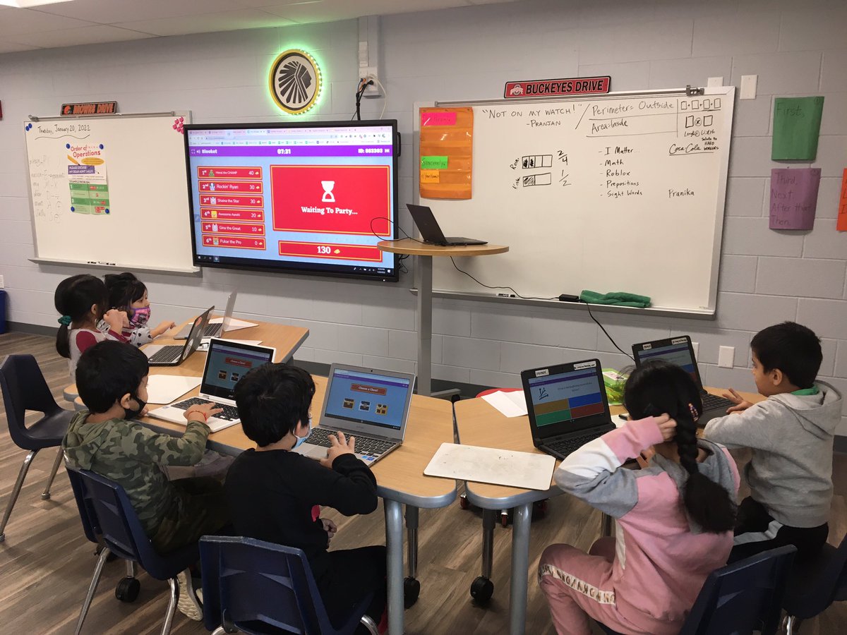 Tried <a href="/PlayBlooket/">Blooket</a> with the kinders today…the place was hoppin!!! This picture doesn’t show it but they were screaming in excitement 😂