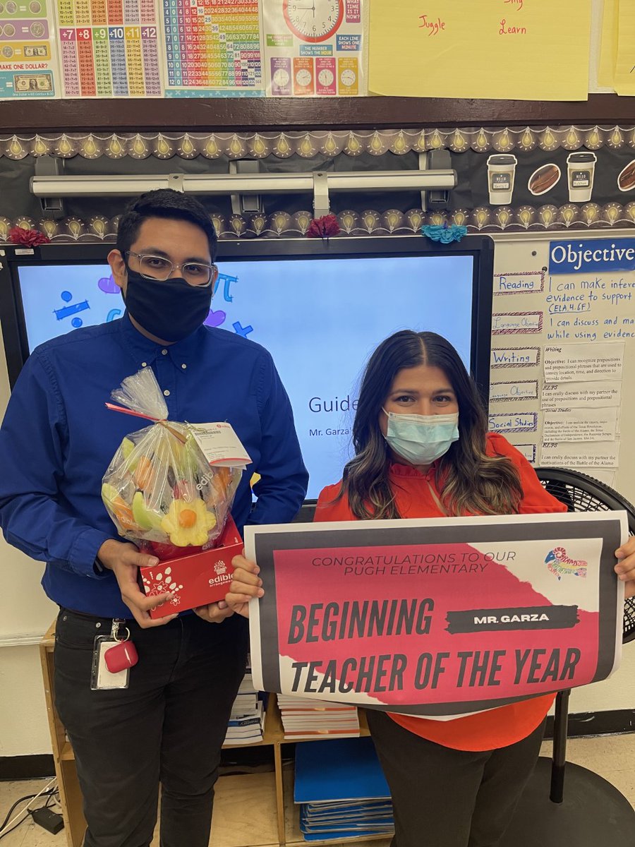 SHOUT OUT! to our Beginning Teacher of the Year <a href="/MrGarza_/">Gilbert Garza</a> You are so deserving of this award! Mr. Garza has shown grit and perseverance in learning new content and excelling as a first year teacher. Our Pugh Rams are lucky to have you as their teacher.