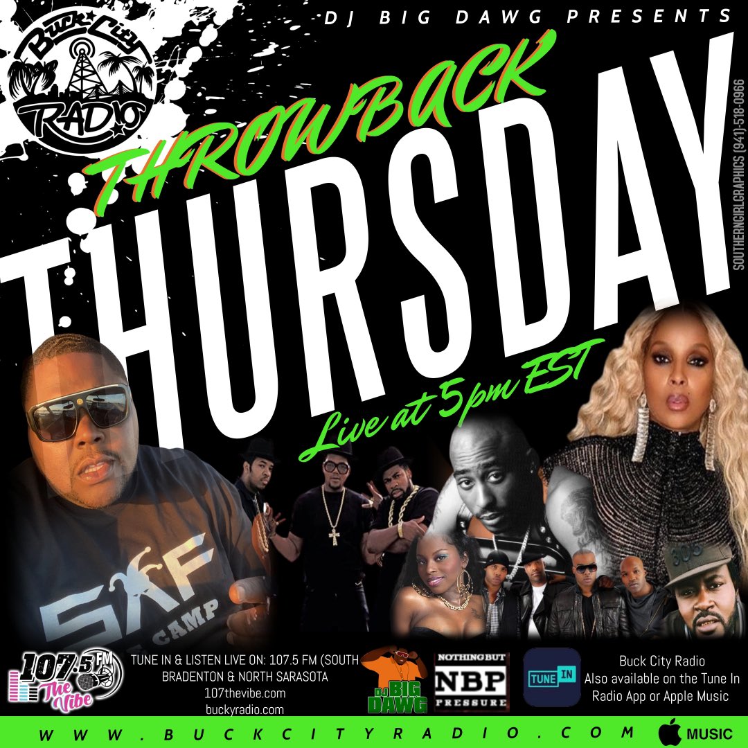 BuckCityRadio's tweet photo. Throwback Thursday wit @djbigdawg941 on BuckCityRadio &amp; 1075TheVibe at 5:00PM eastern 
Tune In🔥🔥🔥🔥

107.5FM (South Bradenton - North Sarasota)
https://t.co/IeHXgl91WL
https://t.co/uuVTuYk4Mj
TuneIn Radio App- https://t.co/ryA14ubMBq
Apple Music: https://t.co/WyXoQtbMJh https://t.co/c3216tqinu