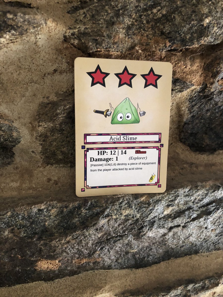 FCG_productions's tweet photo. Look! Sticking to the cave walls! An Acid Slime has appeared! Be careful it doesn’t melt through your hard earned gear! #indiegame #cardgames #boardgame #indiegamedev #cooperativegame #fantasygame https://t.co/ChaFyBDUBo