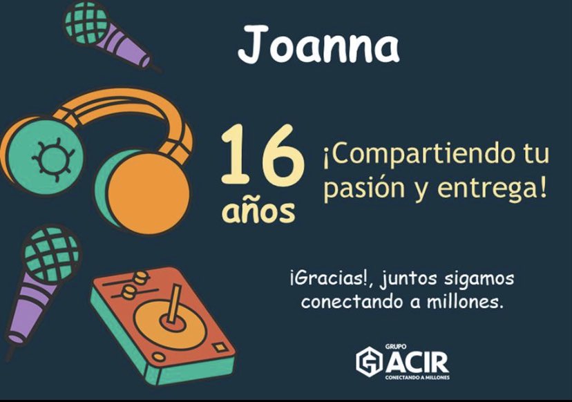 Joanna_Flores's tweet photo. 16 años amigas y amigos ! Trabajando en @grupoacir #ConectandoaMillones Gracias a todos por hacerlo posible https://t.co/zQsv6CMxlv