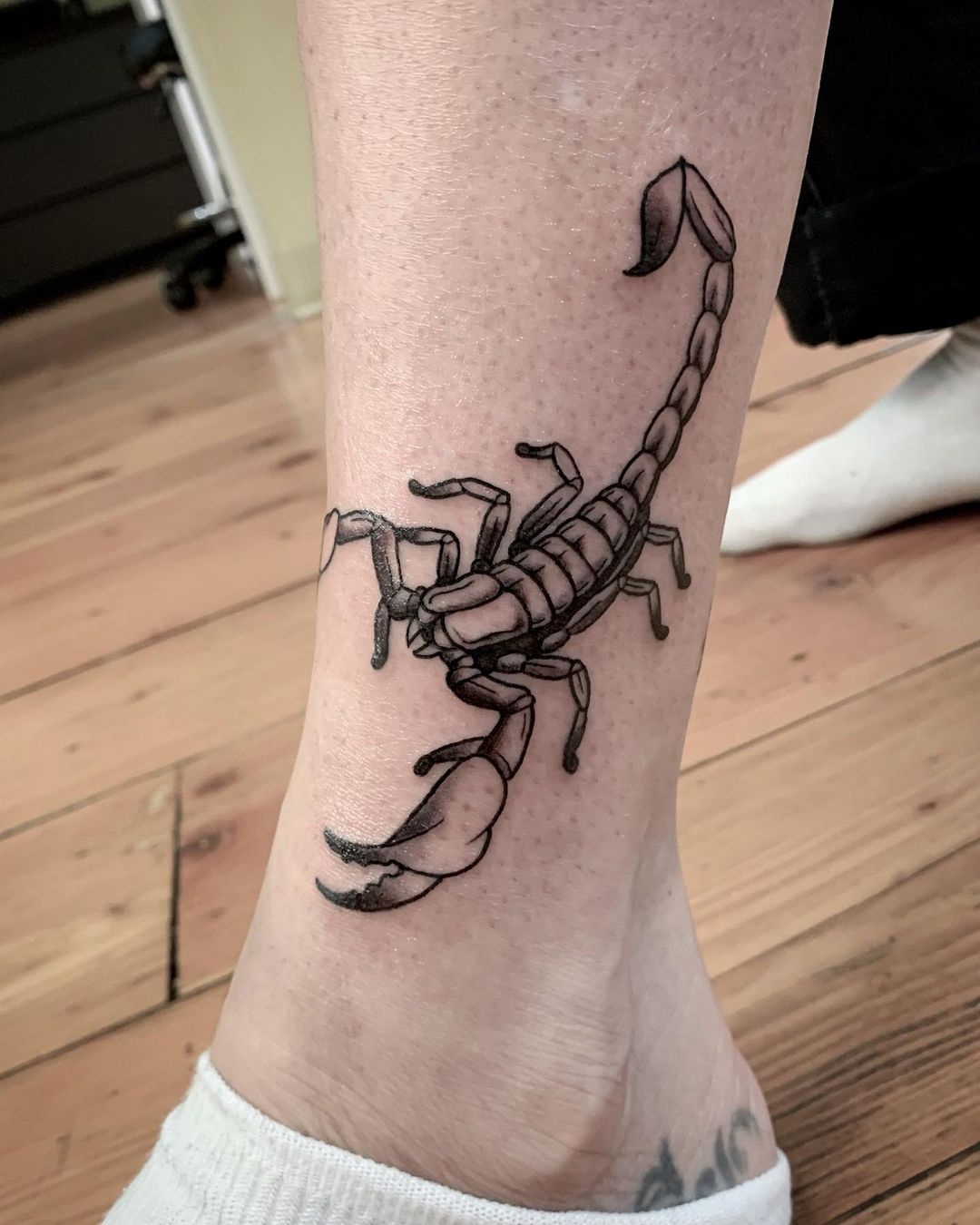 The Mans Leg with a Tattoo of a Scorpion Stock Photo  Image of person  cancer 149632014