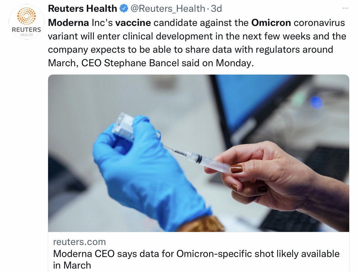 DemiCassiani's tweet photo. @NSWHealth Has anyone heard whether the Federal Government has placed orders for the Omicron specific / redesigned vaccines from Pfizer &amp; Moderna?

Both could be ready to file for approval in March, and Pfizer is already producing the vaccine at their risk

“front of the queue” this time🤔 https://t.co/q8vhYSbk1q