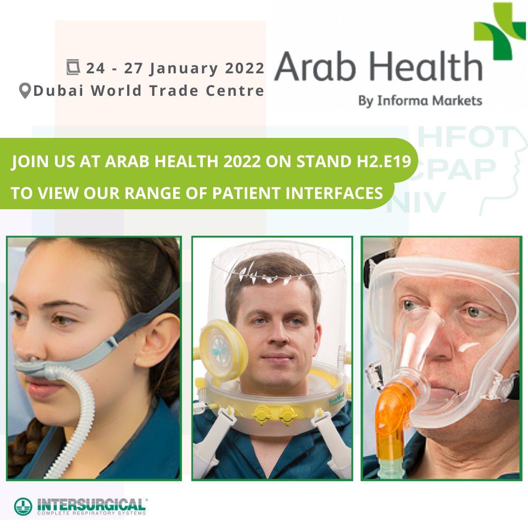 intersurgical's tweet photo. Not long till #ArabHealth2022! Join us on stand H2.E19 from 24-27 Jan to view our range of #patientinterfaces designed for #NIV, #CPAP &amp; #HFOT

Visit https://t.co/SO6fBQM0yT for more info or contact info@intersurgical.com to make an enquiry.

@Arab_Health @UK_ABHI #ABHIUKPavilion https://t.co/T1jZZZxKhM