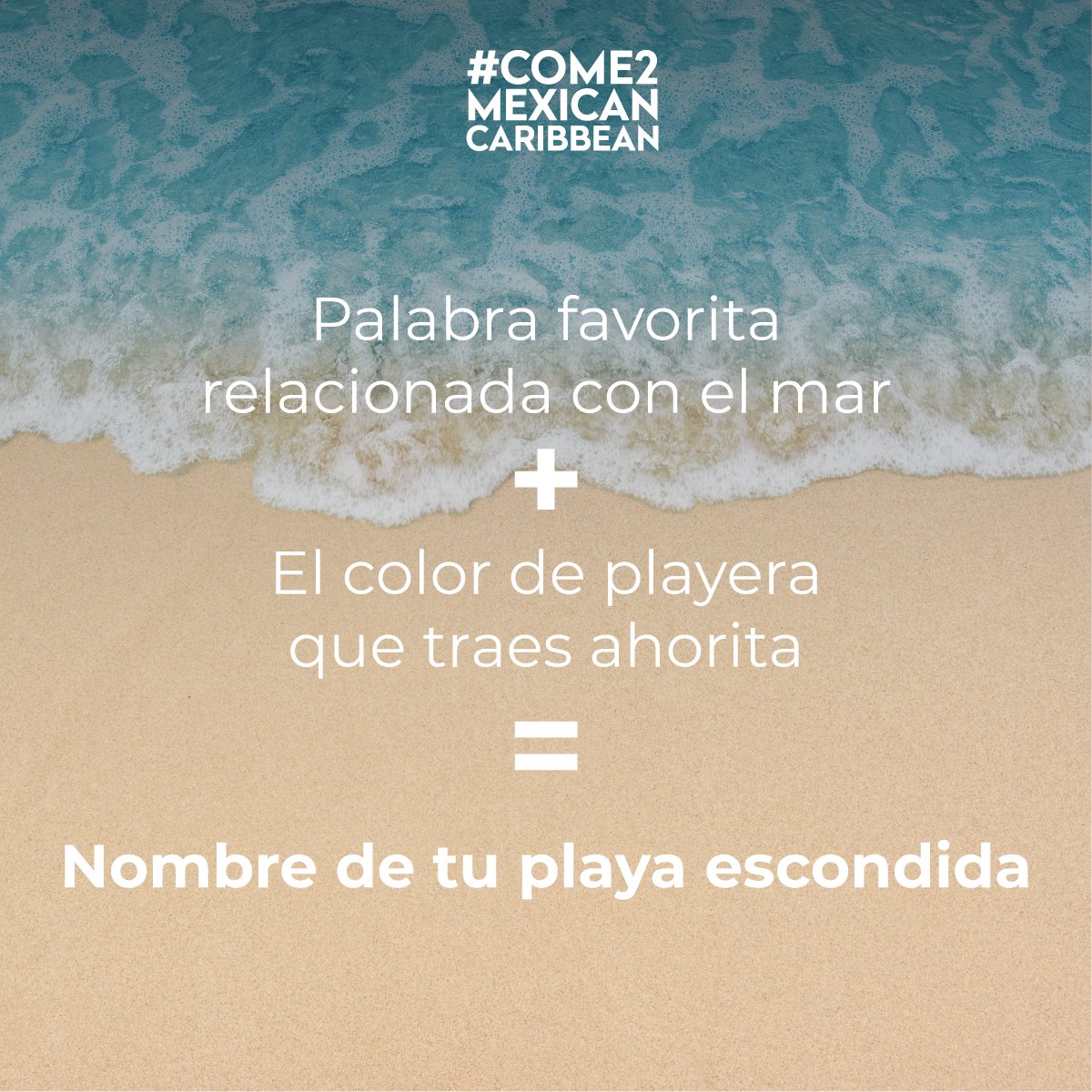 Come2Mexican's tweet photo. ¡Vamos a jugar! Crea el nombre de la playa de tus sueños y escríbelo en los comentarios. 🌊 🌺

#Come2MexicanCaribbean #VenalCaribeMexicano https://t.co/zty3meAboL